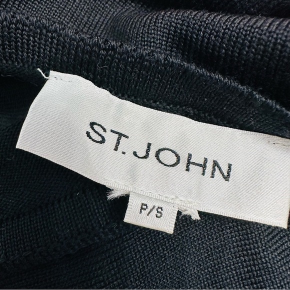 St. John Cape Poncho Sweater Wool Knit Minimalist Designer Black Striped Small - Picture 8 of 9